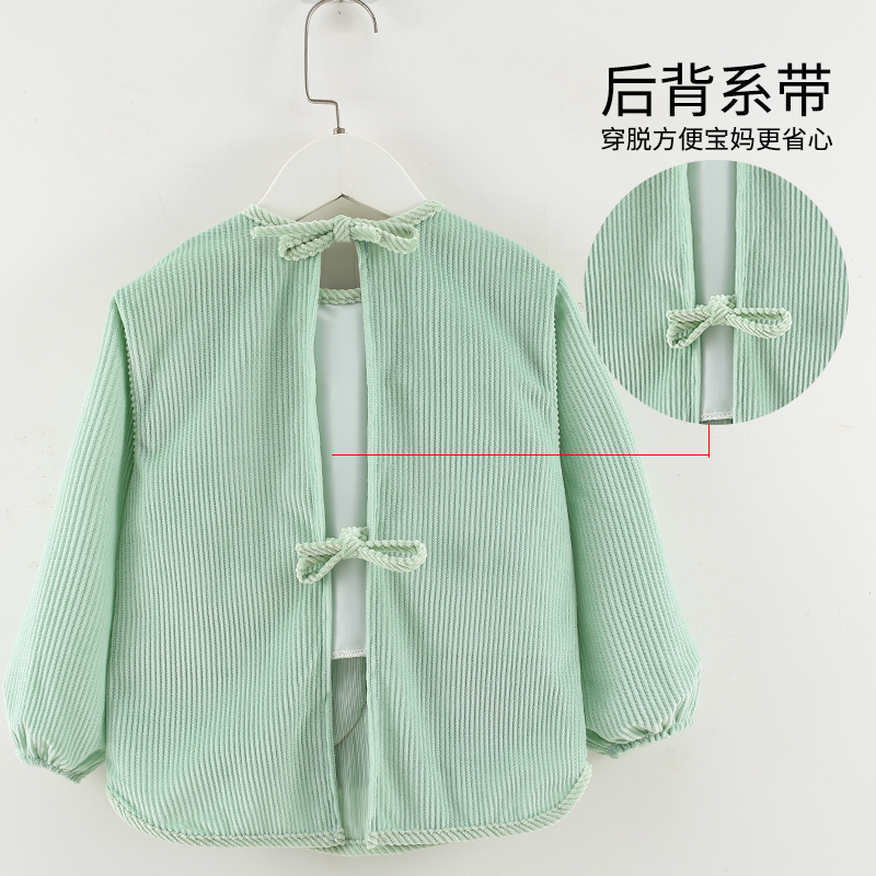 Children's smock, baby eating bib, autumn and winter waterproof baby anti-dirty protective clothing, female baby apron, male baby wearing clothes backwards
