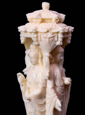 象牙果西方三圣佛像观世音摆件