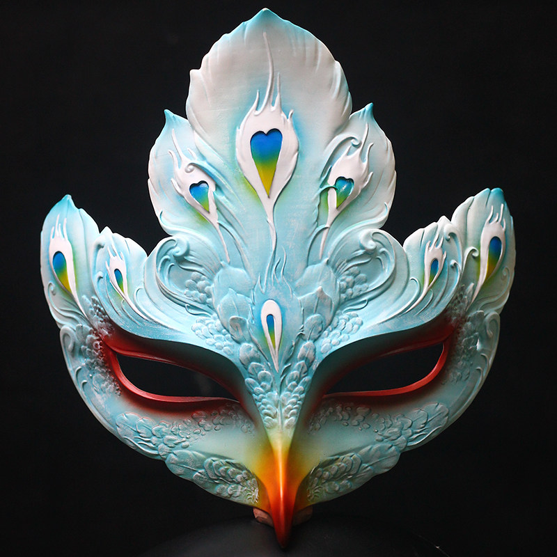 魂作物国潮古风凤凰装扮半脸面具舞会派对古装汉服配饰网红送礼品