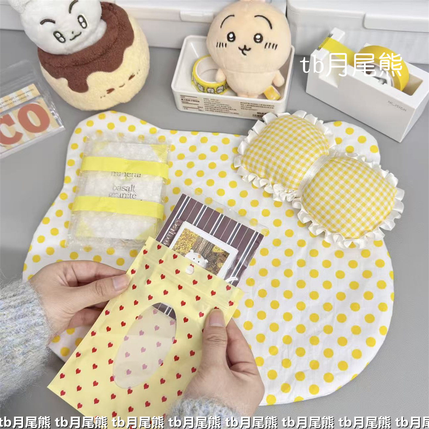 超萌柠檬黄可爱波点kitty桌垫杯垫出卡出物营业图道具ins摆拍神器,淘宝优惠券,粉丝福利购,淘宝优惠卷