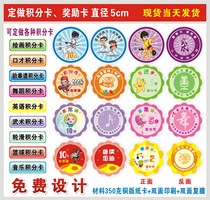 Primary school student wheel slip reward card mouth only points card Taekwondo points Carletics coin basketball reward coins to be made