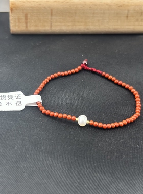 朱氏红绳-18K纯金珠极细脚链女手串不可调