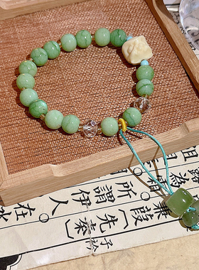 新中式国风醒狮串珠手链女 彩色新款高级感简约学生手饰品