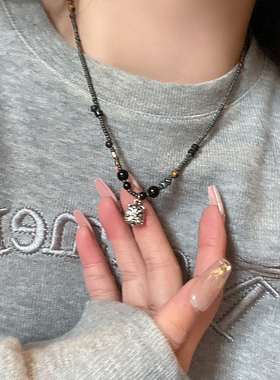 新中式国风醒f狮吊坠项链女款轻奢小众复古民族风配饰高级感卫衣