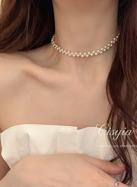 COCOSHNIK甜酷珍珠圆珠项链ins高颜值锁骨链美术生韩系颈链清新