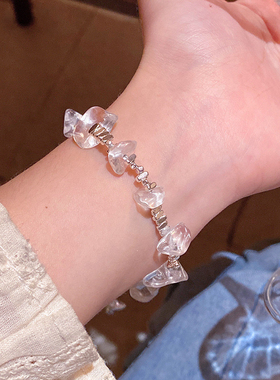 韩版新款时尚百搭气质水晶手链超闪不规则银几两手串网红手饰