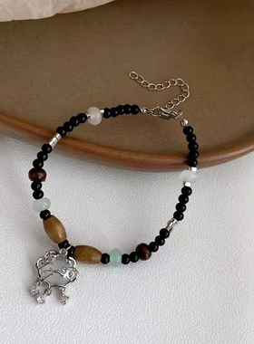 新中式复古平安锁串珠手链女名族风百搭禅意手串小众高级感手饰品