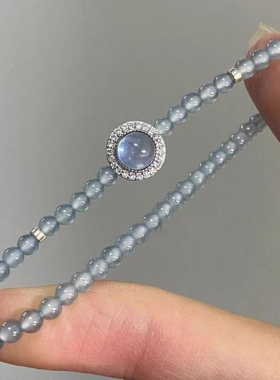 清冷风海宝蓝色气质串珠手链女ins小众设计高级感手串简约百搭款