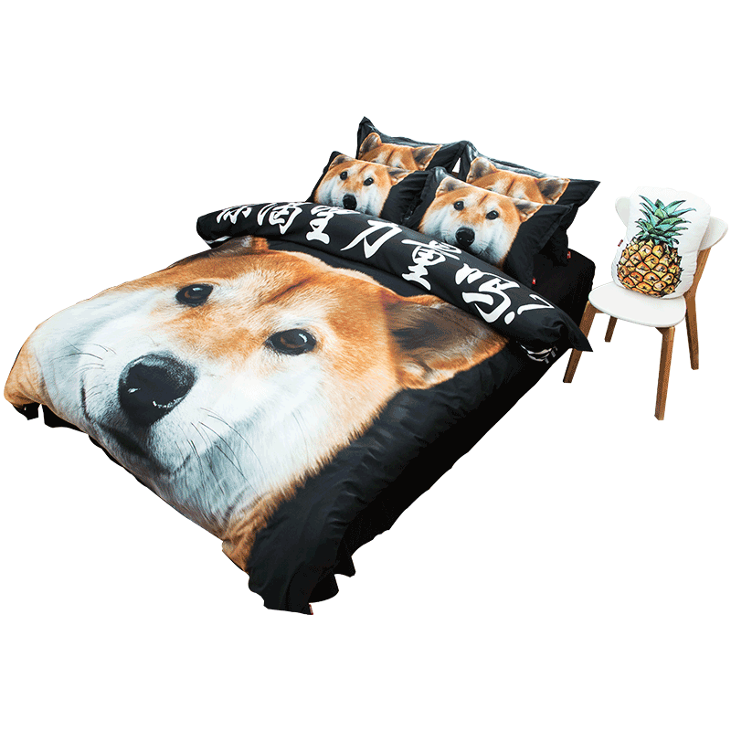 锦洋宠物柴犬四件套磨毛1.5m/1.8m床笠被罩床单1.2三件套学生宿舍,淘宝优惠券,粉丝福利购,淘宝优惠卷