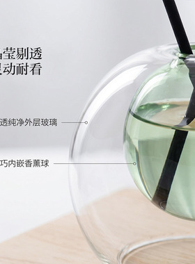 简约透明玻璃圆球形水培鲜花瓶 无火无油烟香薰瓶 桌面花器花插
