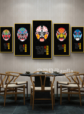 火锅店挂画生旦净末丑脸谱壁画饭店布置装饰特色烧烤店装饰画有框