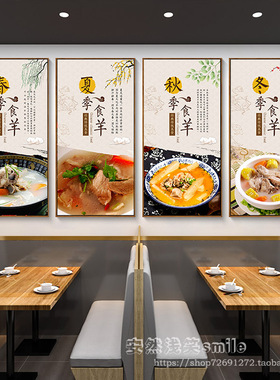 黑山羊羊肉文化羊肉馆挂画羊肉饭店羊汤店装饰画正宗羊肉火锅壁画