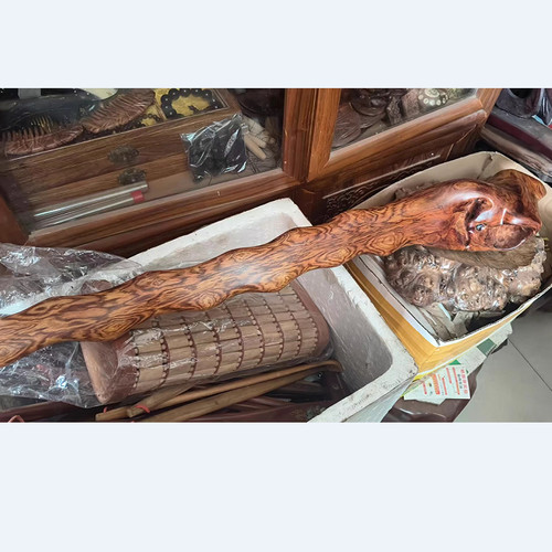 保真越南黄花梨随形木棍 越黄酷炫纹理横财摆件 降香黄檀风水柱子 - 图1