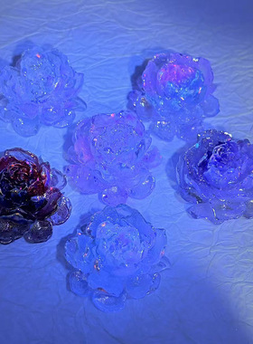 【UV镀牡丹花】卡36mm夜光爆闪牡丹花UV镀双色仿水晶花饰品配件
