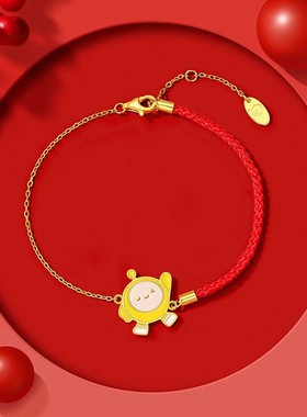 潮宏基蛋仔派对S925银红绳手链银饰手绳手饰正版IP联名生日礼物