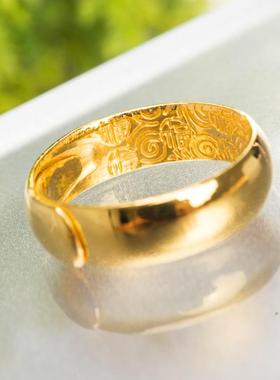 福字黄金戒指情侣对戒