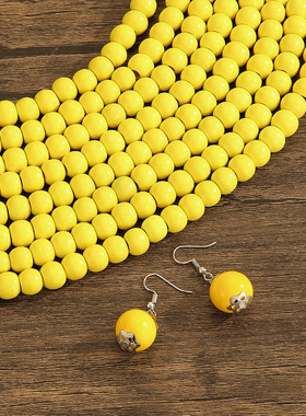 新款夸张民族风多层木珠毛衣链