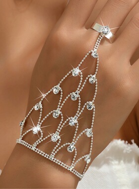 首饰手背链珠链水钻手背链新娘结婚配饰韩版镶钻新娘手链手环