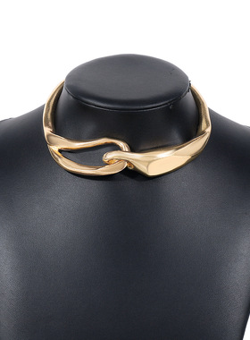 fashion Gold necklace欧美夸张金属立体环扣项链嘻哈个性颈链女