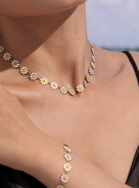 谜丽雏菊滴油花朵项链手链脚链镀