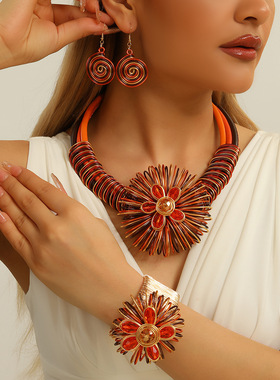 原创设计铝丝花朵三件套