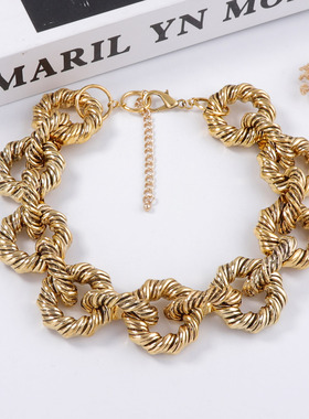 时尚个性复古首饰套装金属粗纹