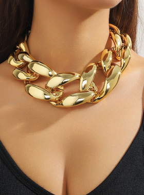 欧美风夸张女士项链嘻哈个性亚克力高级感项链夸张锁骨链necklace