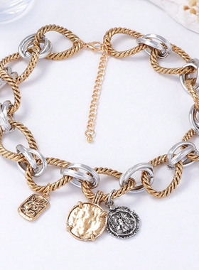 ZA个性潮流合金女士徽章项链几何