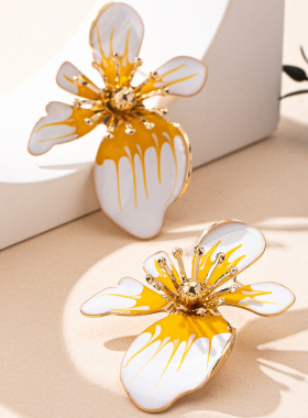 小众时尚高级感珐琅滴釉花朵开口