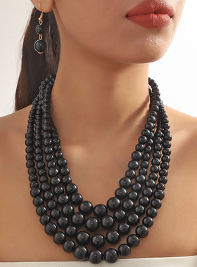 欧美时尚个性长款串珠项链毛衣链饰品necklace women earrings