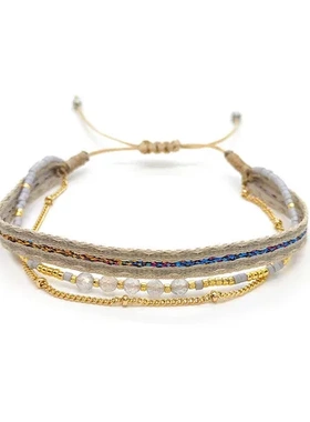 手链Miyuki米珠风串珠欧美编织多层织带简约手绳哥伦比亚女叠戴