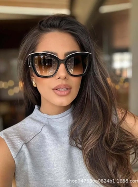 2025新款欧美时尚大方框墨镜女潮流街拍太阳眼镜防紫外线UV400