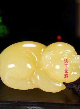和田玉色牛手把件青白玉扭转乾坤玉牛把玩玉石12生肖饰品
