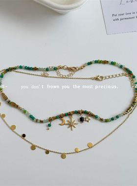 复古双层叠戴项链女轻奢创意小众欧美个性锁骨链感配饰新品潮