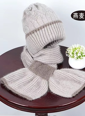 秋冬新款加绒风雪帽时尚百搭保暖加厚帽护耳围巾一体帽显脸小女