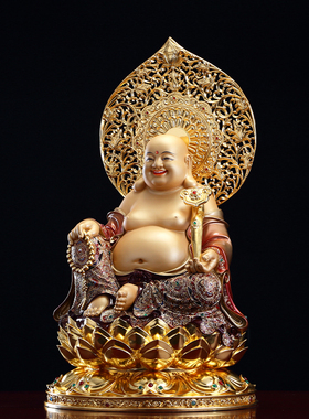 弥勒佛菩萨大肚笑佛招财摆件纯铜