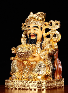 财神爷摆件家用神像纯铜手工贴金