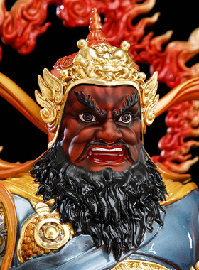 纯铜赵公明神像供奉武财神摆件
