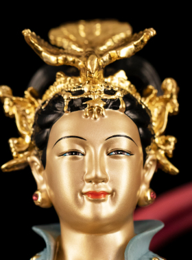 台湾纯铜九天玄女神像九天圣母