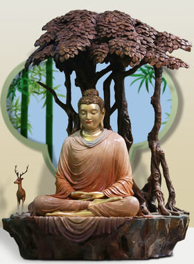 纯铜鹿菩提树下释迦牟尼佛佛像