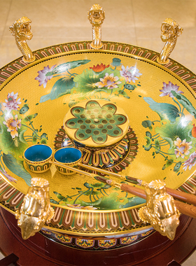 台湾纯铜景泰蓝九龙浴佛盆太子佛