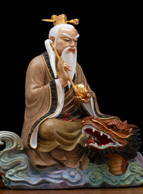 鸿钧老祖像纯铜高温着色道家神像