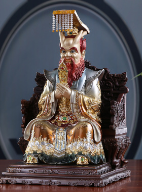 纯铜东海龙王神像珐琅掐丝镶宝