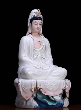 供奉德化陶瓷南海自在观音佛像