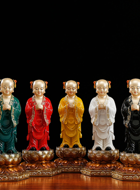 全套五方童子佛幡幡杆佛像纯铜