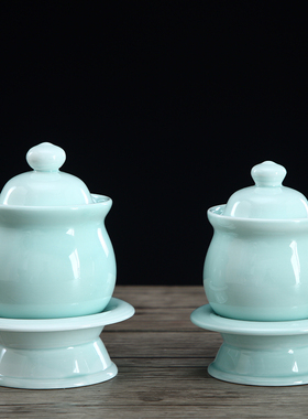 圆通佛具青瓷香炉花瓶烛台供水杯