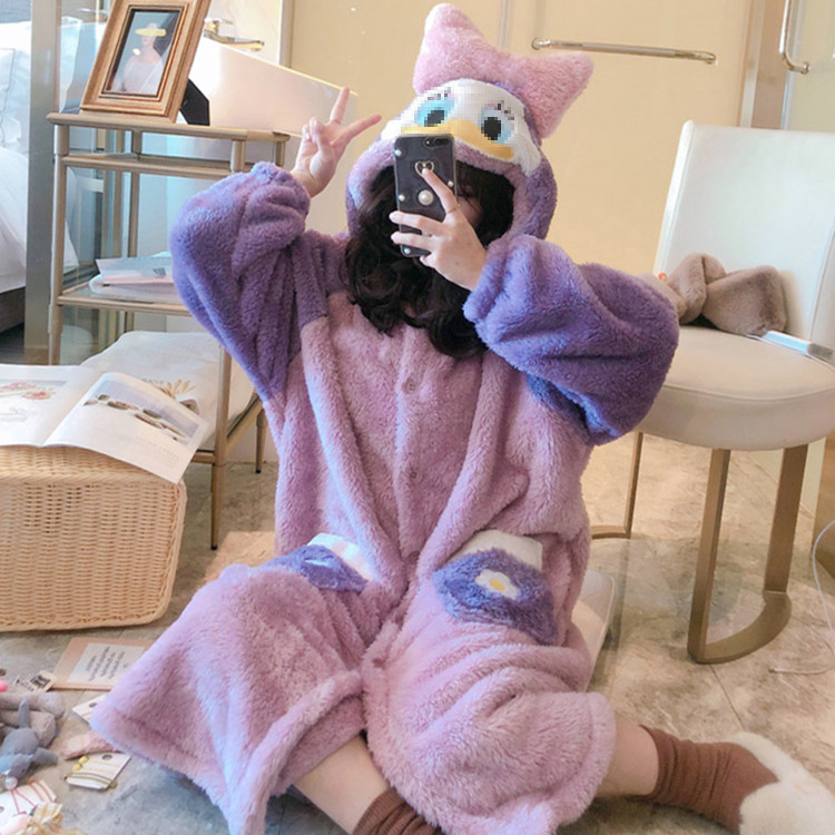 秋冬季珊瑚绒睡裙可爱长袖家居服保暖加厚两件套装女士法兰绒睡衣,淘宝优惠券,粉丝福利购,淘宝优惠卷