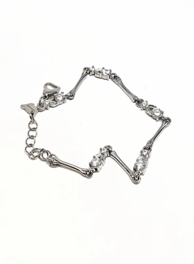 宥见归来原创钛钢不掉色骨头闪钻拼接双拼手链小众通勤百搭