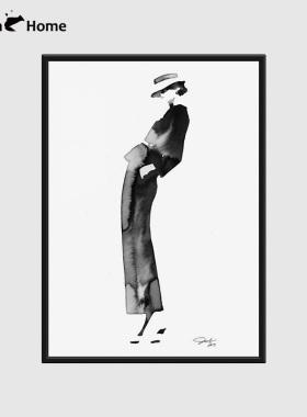 黑白人物装饰画小香风赫本摆画