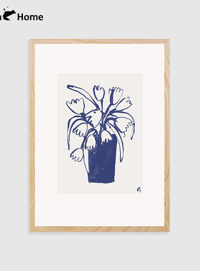 艺术手绘抽象黑白植物果蔬装饰画